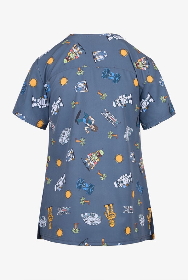 Star Wars Funscrubs Women's 2-Pocket STRETCH V-Neck Print Scrub Top - null - 2