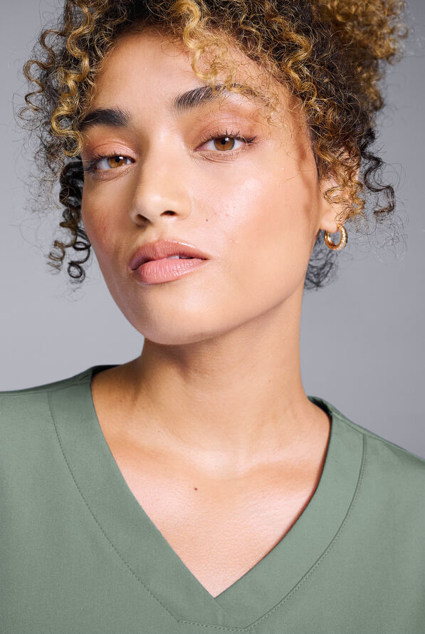 Hypothesis Women's Base 3 Pocket V-Neck Scrub Top - Mineral - 4