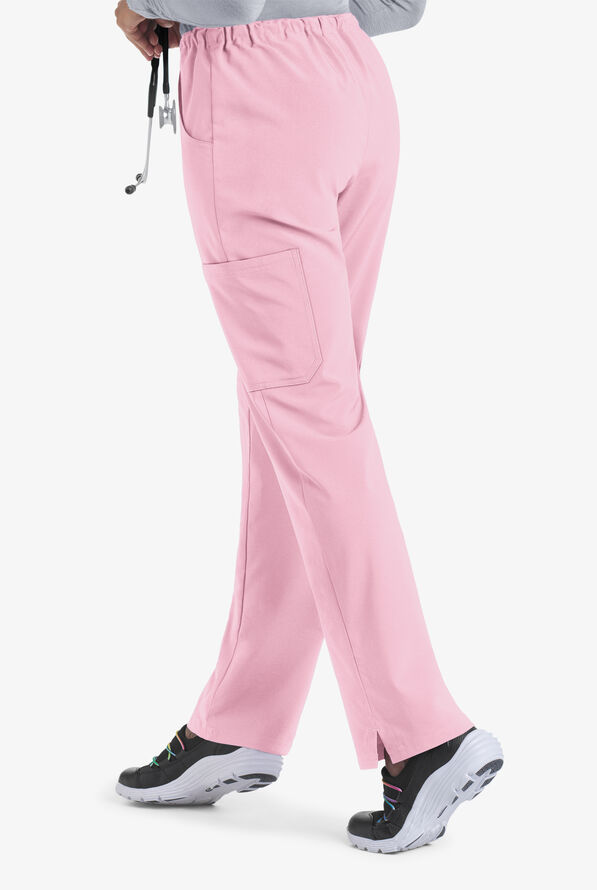 Easy STRETCH Eden Women's 4-Pocket Drawstring Scrub Pants - Petite - Pink Peony - 2