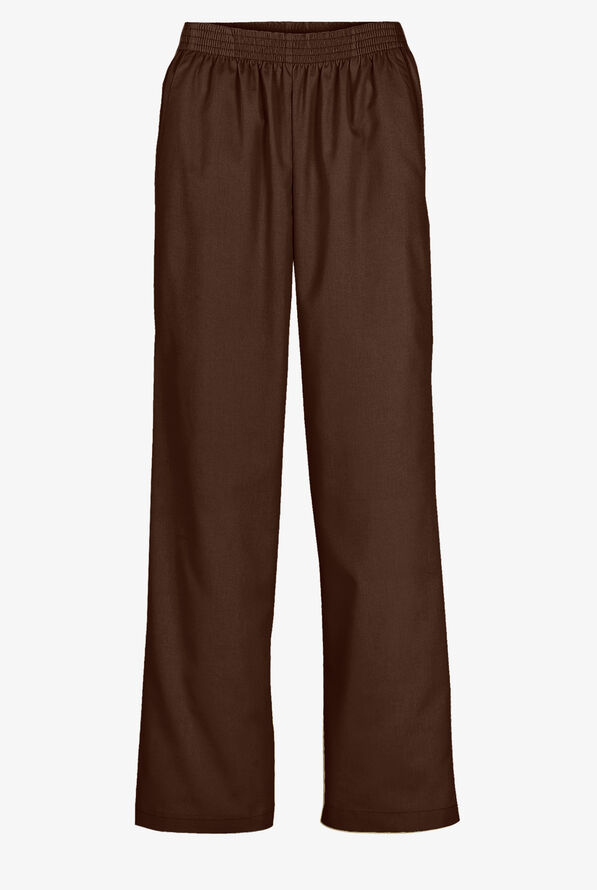 Butter-Soft Core Women's 2-Pocket Elastic Waist Scrub Pants - Tall - Coffee Bean - 1