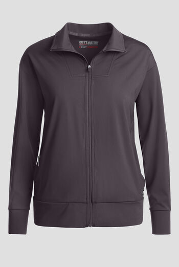 Grey's Anatomy by Barco Knit STRETCH Ease Warm Up Women's 4-Pocket Zip Front Scrub Jacket