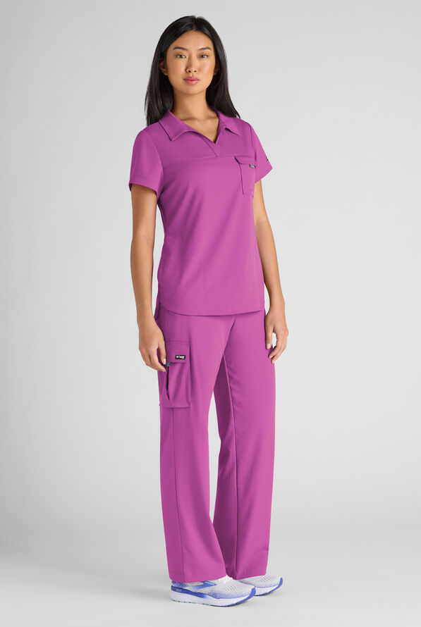 Pantal&oacute;n m&eacute;dico Grey's Anatomy by Barco Emerge Teagan STRETCH de tiro alto con piernas anchas y 6 bolsillos para mujer - Mystic Orchid - 4