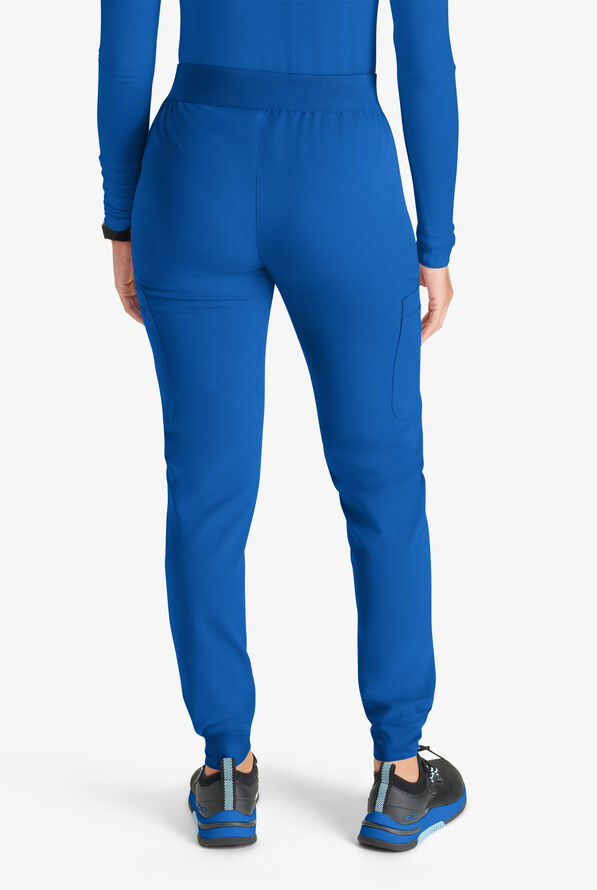 Cherokee Atmos Women's 4-Pocket STRETCH Coolmax Drawstring Cargo Half Jogger Scrub Pants - Royal - 3