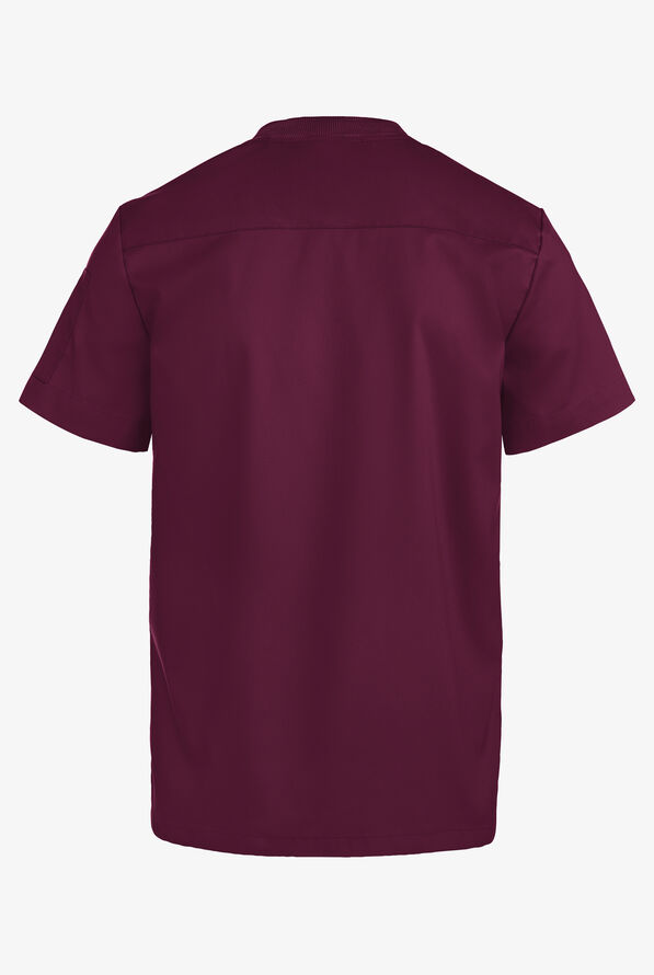 Advantage STRETCH Men's 2-Pocket Short Sleeve Henley Scrub Top - Wine - 5