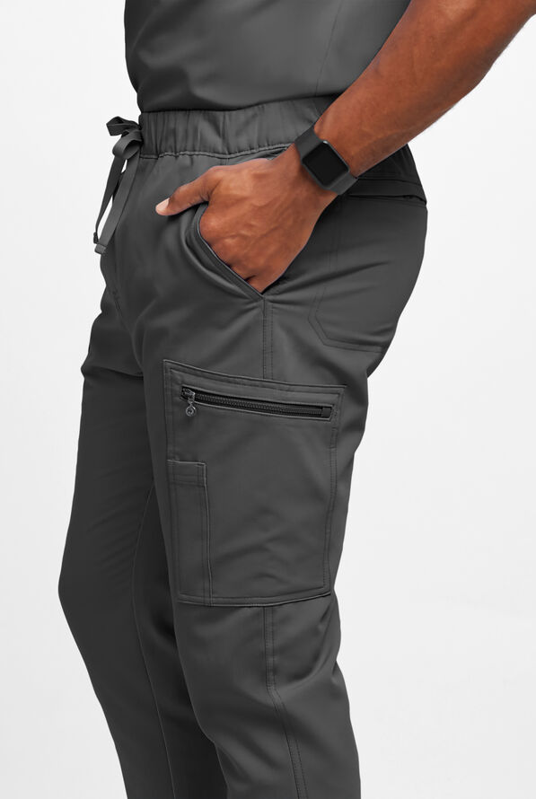 Movement by Butter-Soft Epsilon Men’s Slim 8-Pocket Stretch Cargo Scrub Pants - Pewter - 2
