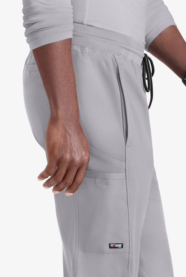 Grey's Anatomy by Barco Spandex STRETCH Hudson Men's 6-Pocket Slim Straight Cargo Scrub Pants - Moonstruck - 3