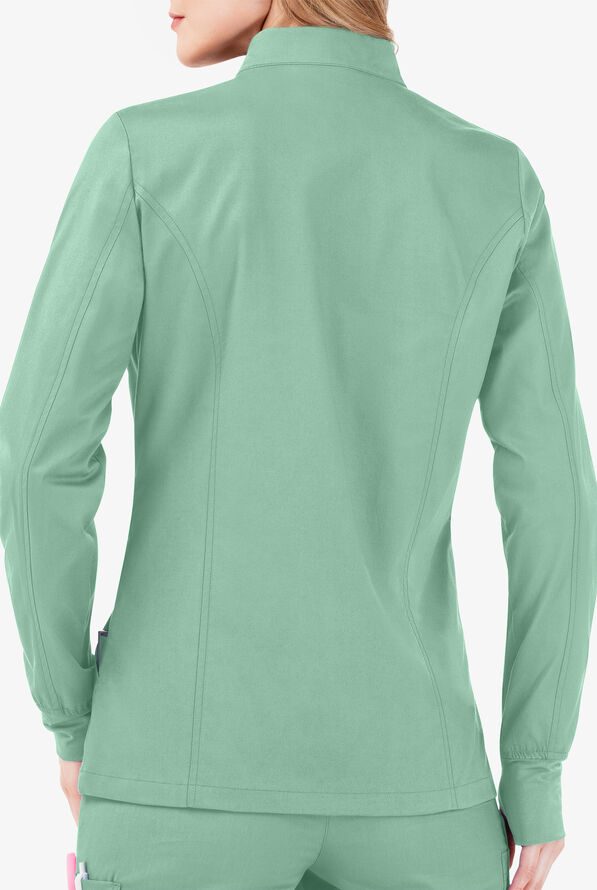 Butter-Soft STRETCH Women's 3-Pocket Zip Front Scrub Jacket - Water Mint - 4