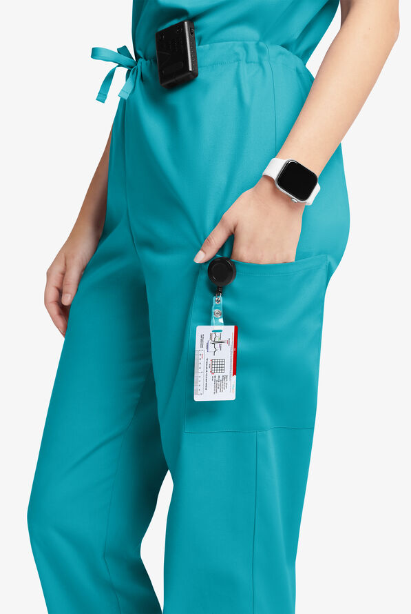 Butter-Soft Originals Unisex 4-Pocket Drawstring Relaxed Straight Leg Scrub Pants - Teal - 2
