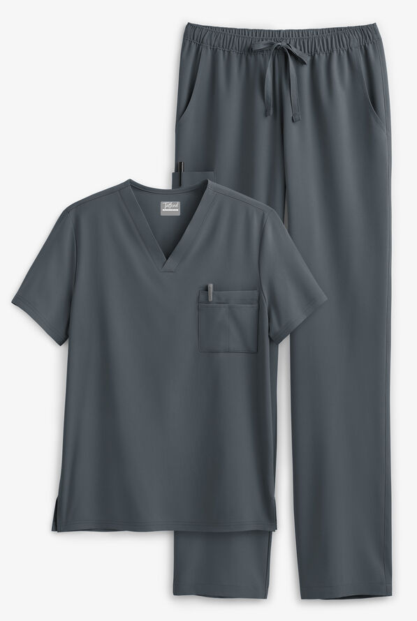 Tafford Active Stretch Unisex 8-Pocket Scrub Set - Pewter - 1