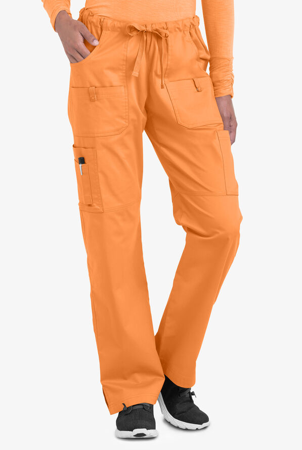 Butter-Soft STRETCH Women's 10-Pocket Drawstring Scrub Pants - Tall - Apricot Crush - 1
