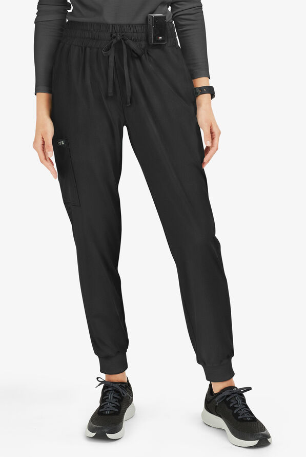 koi Basics Gemma Women's 5-Pocket STRETCH Cargo Jogger Scrub Pants - Black - 1