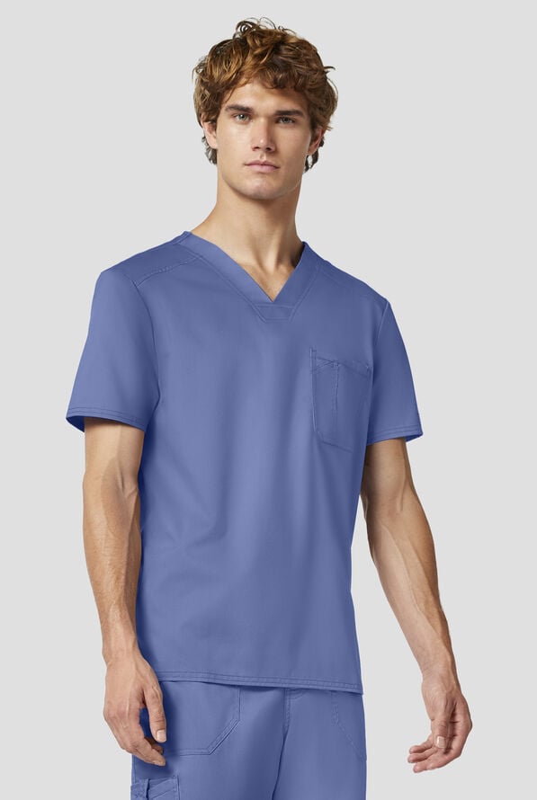 Camisa m&eacute;dica Cherokee Workwear Revolution con cuello en V y 1 bolsillo para hombre - Ceil Blue - 2