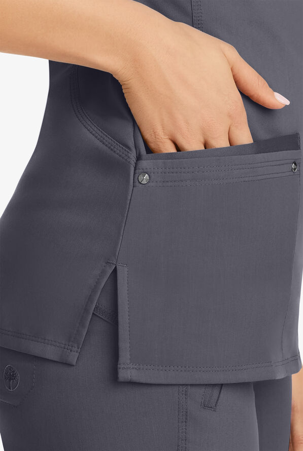 Healing Hands Purple Label Juliet Women's 2-Pocket STRETCH Princess Seam Scrub Top - Pewter - 3