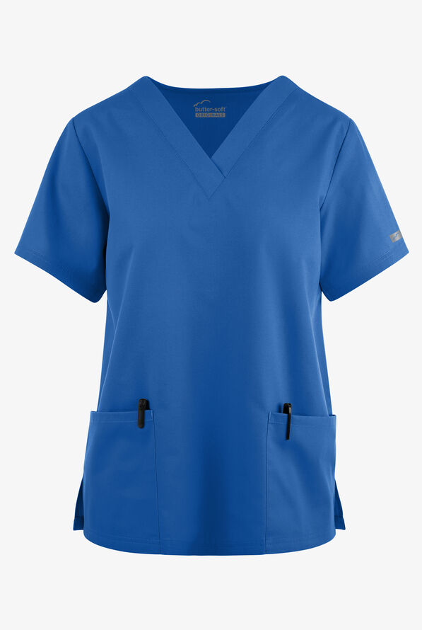Butter-Soft Originals Women's 2-Pocket V-Neck Scrub Top - Royal - 1