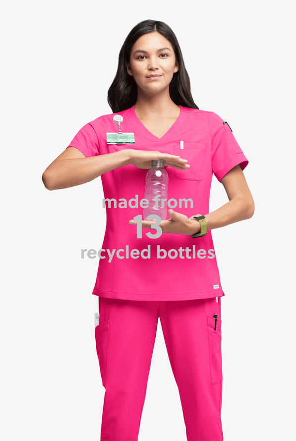 Blusa médica ReSurge Diamond con cuello en V y 3 bolsillos para mujer - Reactive Pink - 6