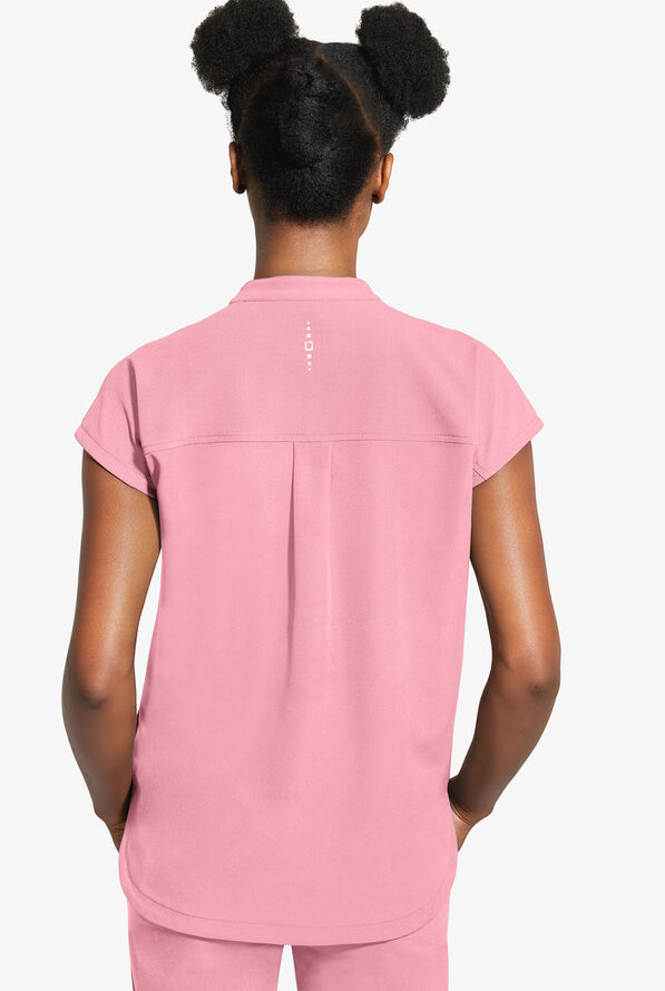 Healing Hands 360 Sandy Women's 2-Pocket STRETCH Dolman Sleeve Zip Mandarin Collar Scrub Top - Ballet Slipper - 3