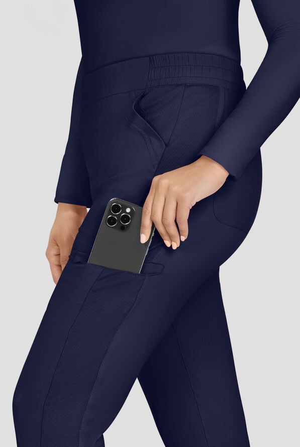 koi Lite&trade; Chessa Women's 6-Pocket Straight Leg Drawstring Scrub Pants - Navy - 3