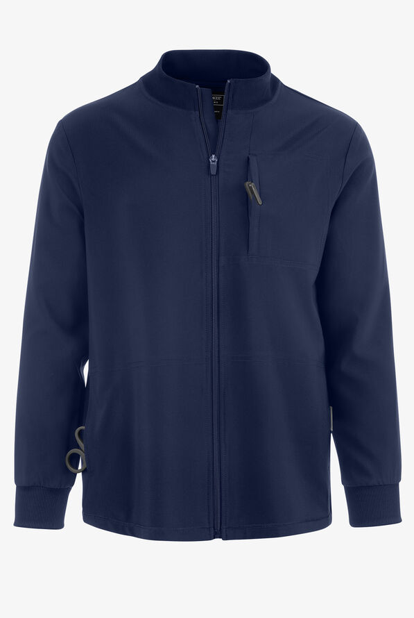 Cherokee Collection Men's 3-Pocket STRETCH Zip Front Scrub Jacket - Navy - 1