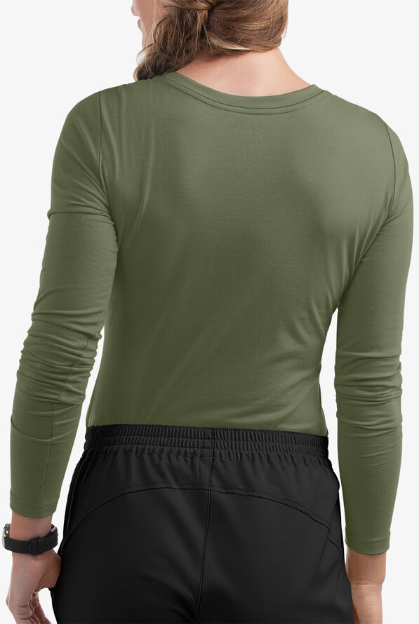 Healing Hands Melissa Women's STRETCH Long Sleeve Knit Underscrub - Olive - 3