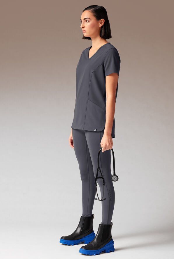 Blusa m&eacute;dica Hypothesis Meta-Base 2 con cuello en V y 2 bolsillos para mujer - Pewter - 2