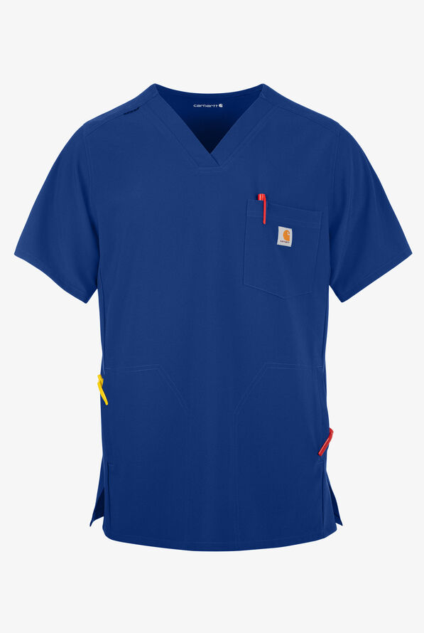 Carhartt Cross-Flex Men's 3-Pocket STRETCH V-Neck Scrub Top - Royal - 1
