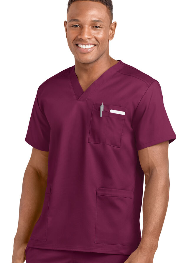 Strictly Scrubs Active STRETCH 14 -Pocket Unisex Scrub Set - Wine - 2