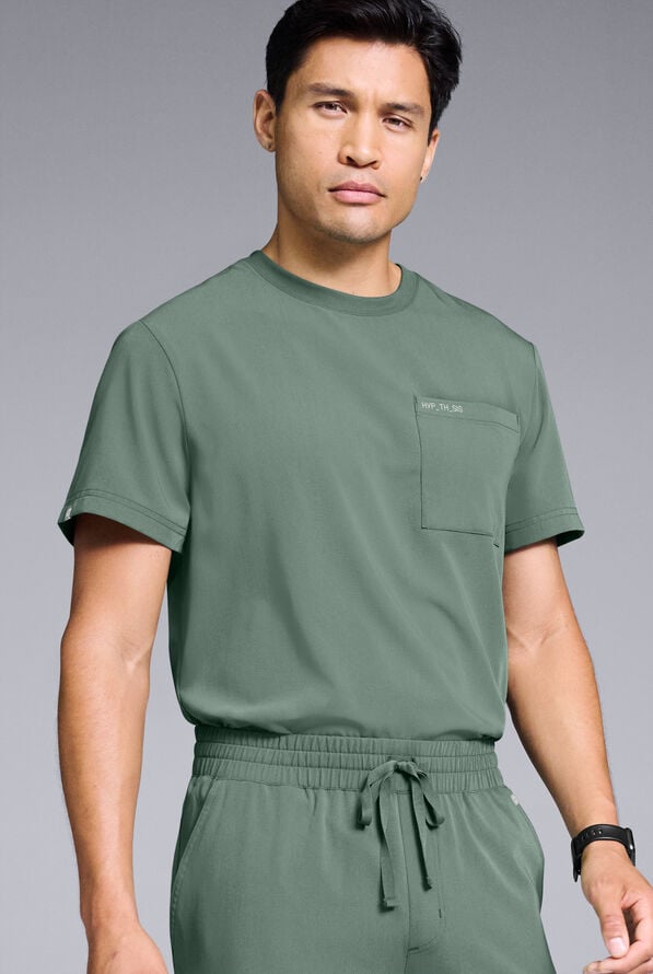 Hypothesis S-R Shift Ready Men’s 1-Pocket Tuck-In Crew Neck Scrub Top - Olive - 1