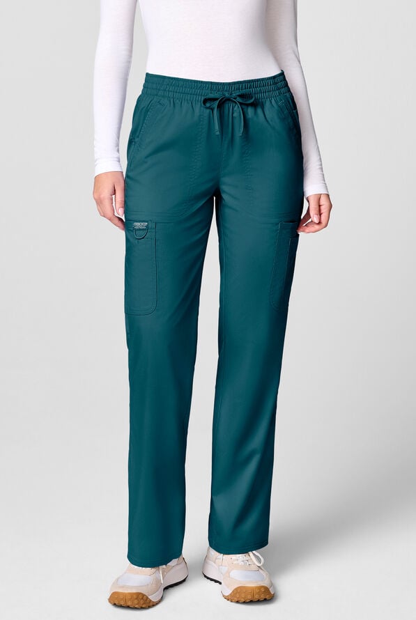 Pantal&oacute;n m&eacute;dico Cherokee Workwear Revolution STRETCH con piernas rectas y 12 bolsillos para mujer - Caribbean Blue - 1