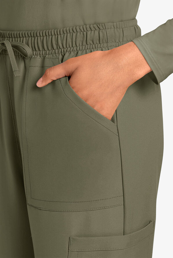 Cherokee Workwear Originals Ultra Women's 4-Pocket Drawstring Cargo Scrub Pants - Olive - 2