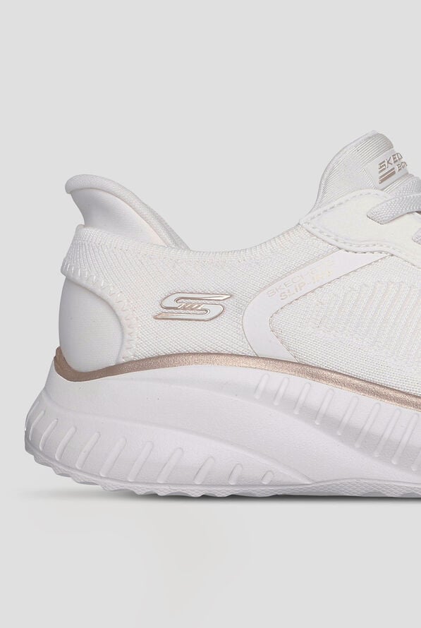 Skechers BOBS Sport Squad Chaos White/Gold Women's Slip Ins Knit Bungee Athletic Shoes - null - 4