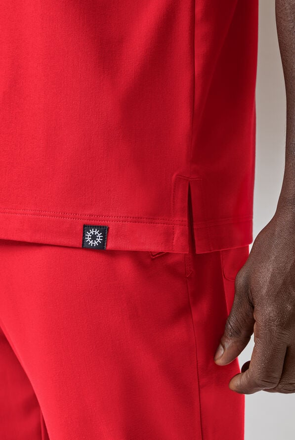 Hypothesis System Men’s 3-Pocket V-Neck Tuck In/Wear Out Scrub Top - Hemoglobin - 5