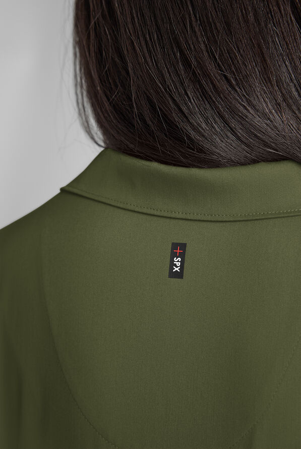 Grey's Anatomy by Barco Emerge Emery Women's 3-Pocket STRETCH Collar V-Neck Scrub Top - Olive - 5