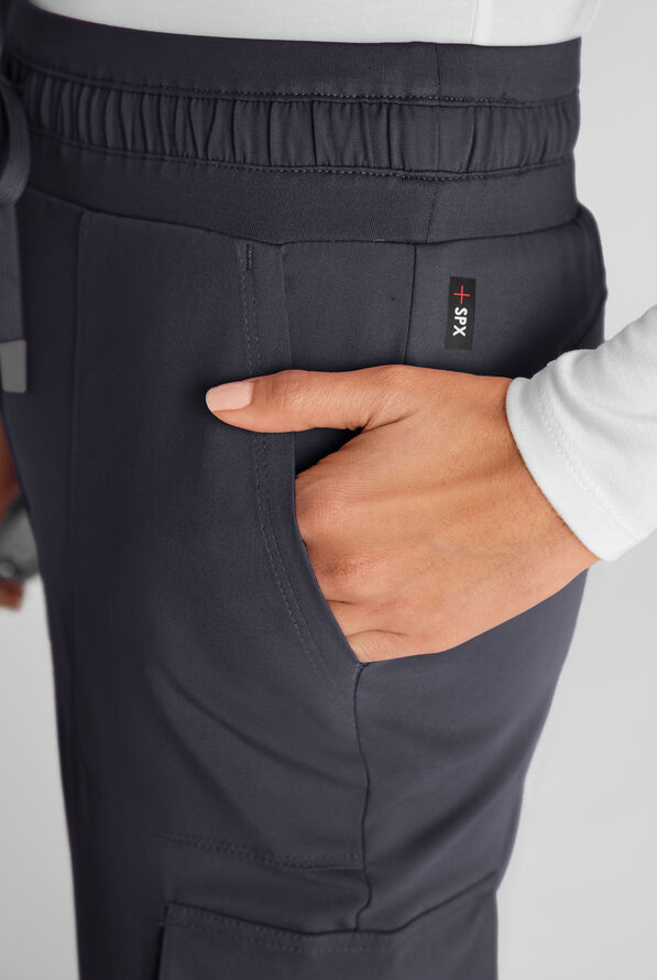 Grey's Anatomy by Barco Emerge Parker Women's 4-Pocket STRETCH Fit & Flare Scrub Pants - Steel Gray - 6