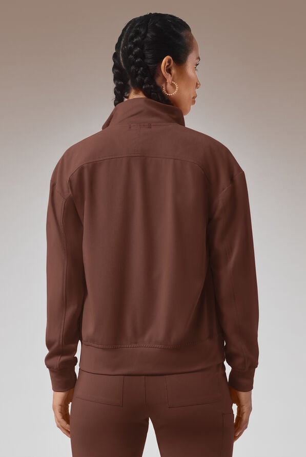 Hypothesis Base Women's 3-Pocket Relaxed Fit Zip Front Scrub Jacket - Bitter Chocolate - 4