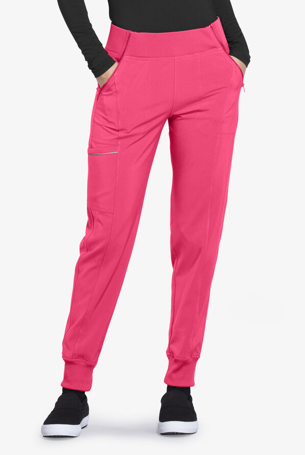 Infinity Women's 5-Pocket STRETCH Tapered Jogger Cargo Scrub Pants - Carmine Pink - 1