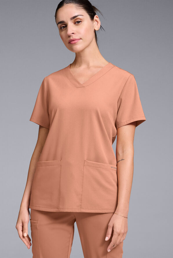 Blusa médica Hypothesis Base con cuello en V y 3 bolsillos para mujer - Earth - 1