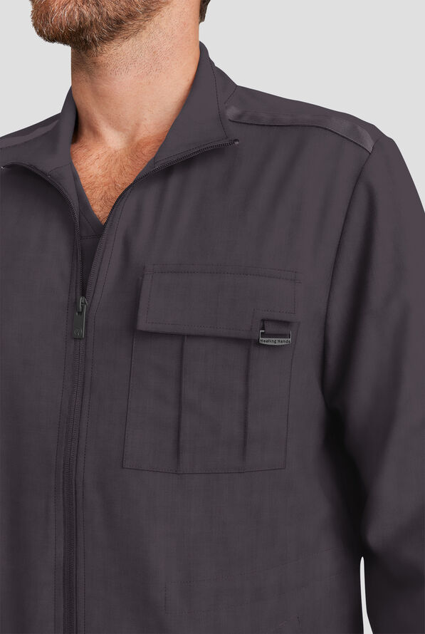 Chaqueta m&eacute;dica Healing Hands Quest STRETCH con cremallera y 3 bolsillos para hombre - Pewter - 4