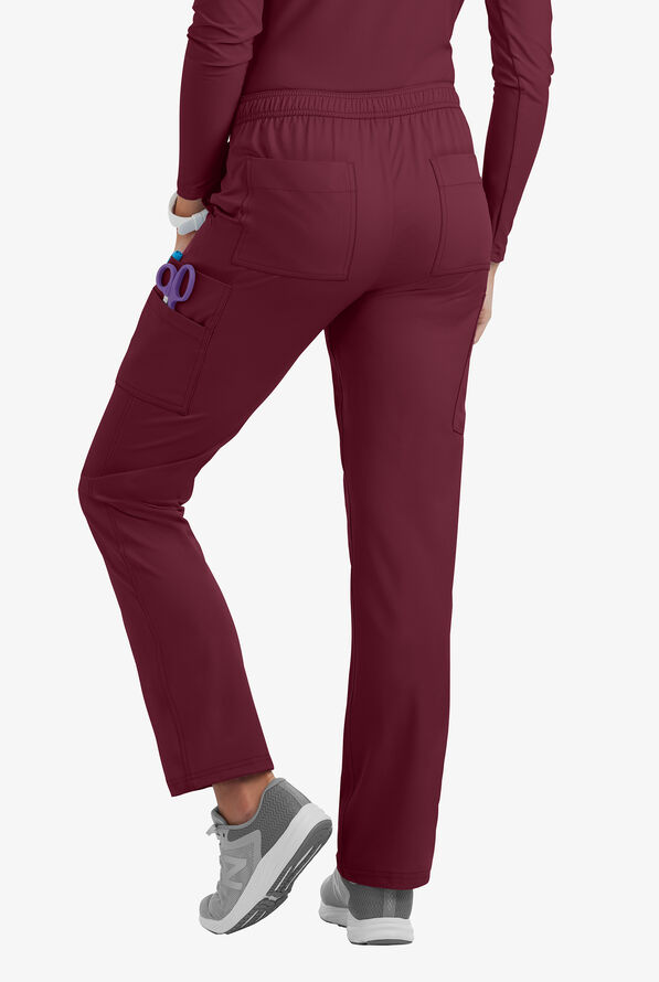 Pantal&oacute;n m&eacute;dico Lauderdale by UA Marina STRETCH petite con piernas rectas y 9 bolsillos para mujer - Wine - 2