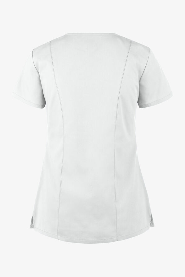 Blusa m&eacute;dica Dickies EDS Signature de corte contempor&aacute;neo con cuello en V y 6 bolsillos para mujer - White - 2