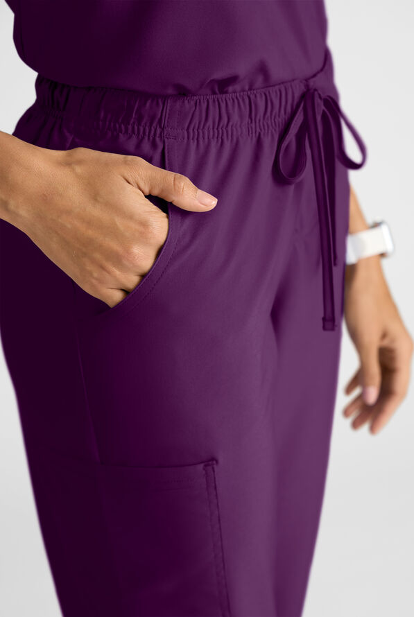 Easy STRETCH Eden Women's 4-Pocket Drawstring Scrub Pants - Petite - Eggplant - 6