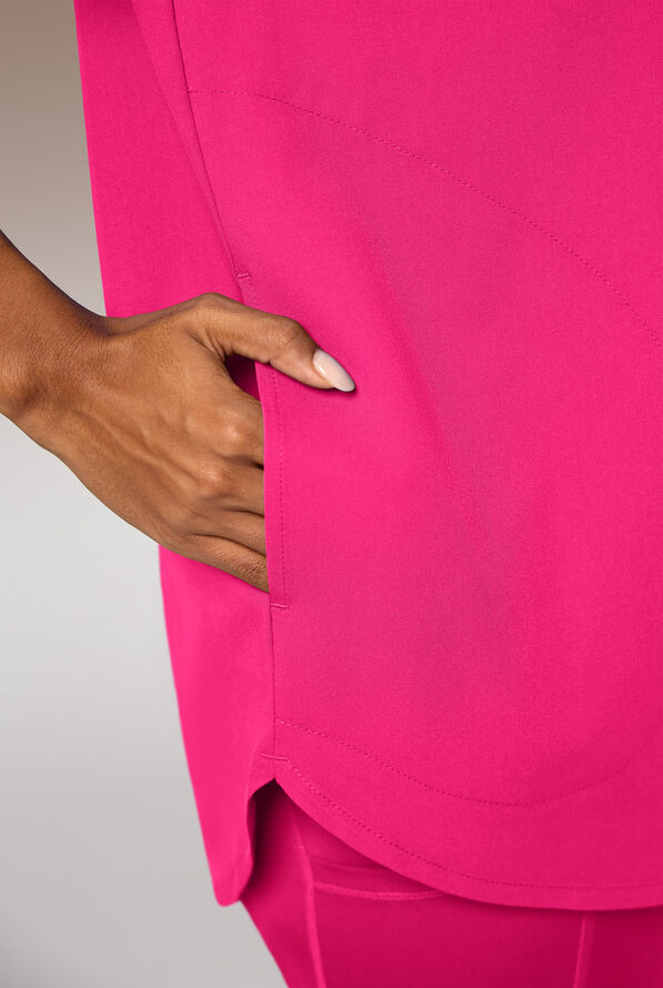 Hypothesis Beta V-Shell Women's 2-Pocket Relaxed Fit Tunic Scrub Top - Reactive Pink - 7
