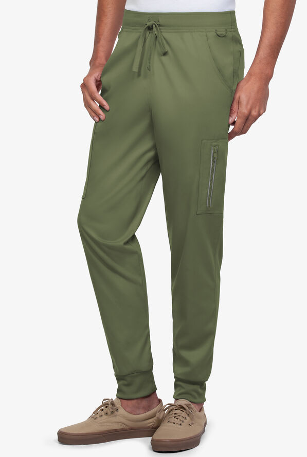 Advantage STRETCH Men's 9-Pocket Knit Waistband Jogger Scrub Pants - Light Olive - 1
