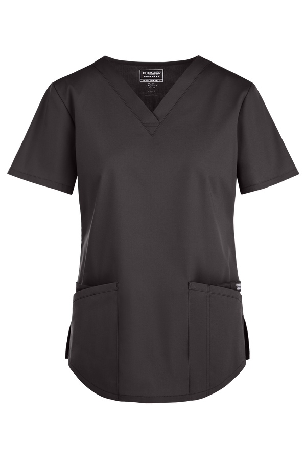 Cherokee Workwear Professionals Women's 3-Pocket STRETCH V-Neck Scrub Top - Pewter - 1