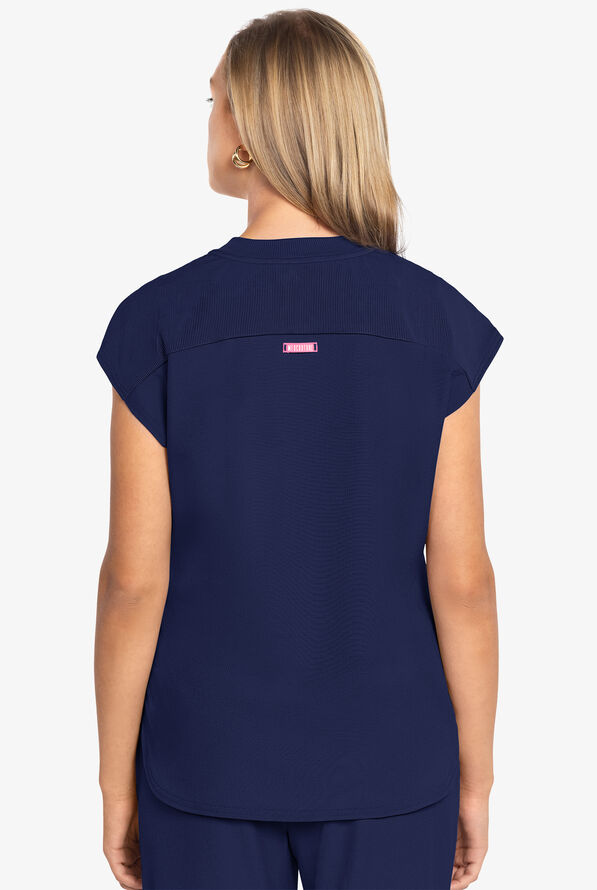 Blusa m&eacute;dica Med Couture Amp STRETCH con cuello redondo y 2 bolsillos para mujer - Navy - 4