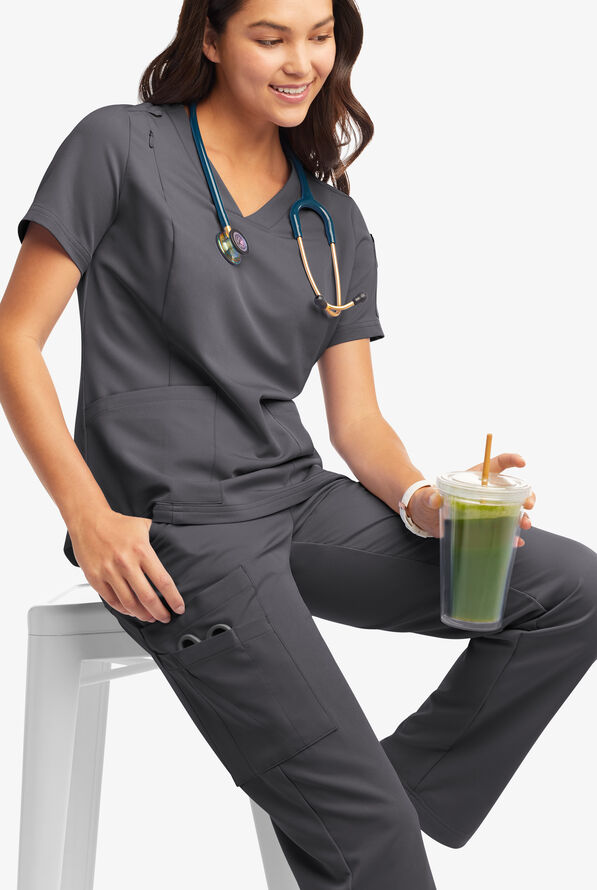 Butter-Soft Women's 13-Pocket Cargo Scrub Pants **Slightly IRREGULAR**&nbsp; - Petite - Pewter - 7