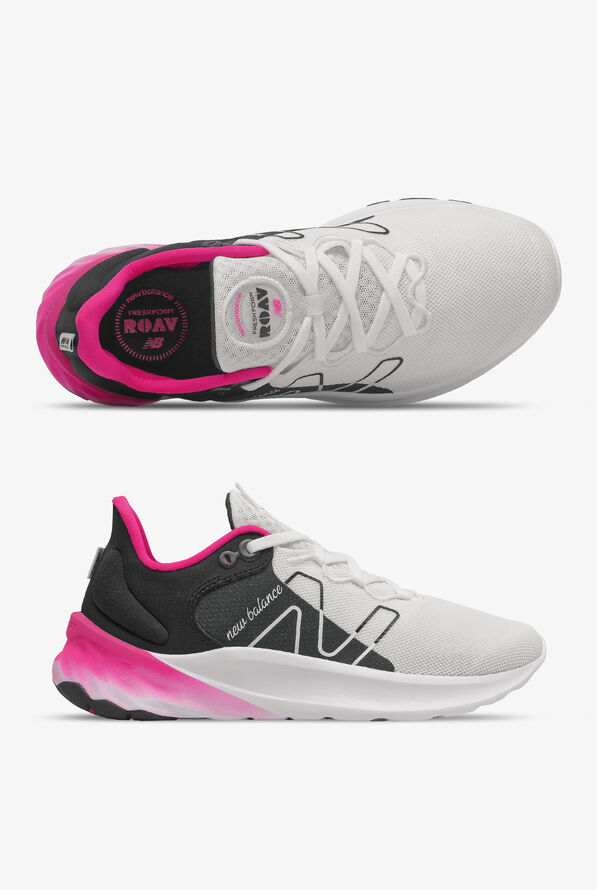 New Balance Fresh Foam Roav v2 White/ Black/ Pink Glo Women's Athletic Nursing Shoes - null - 1