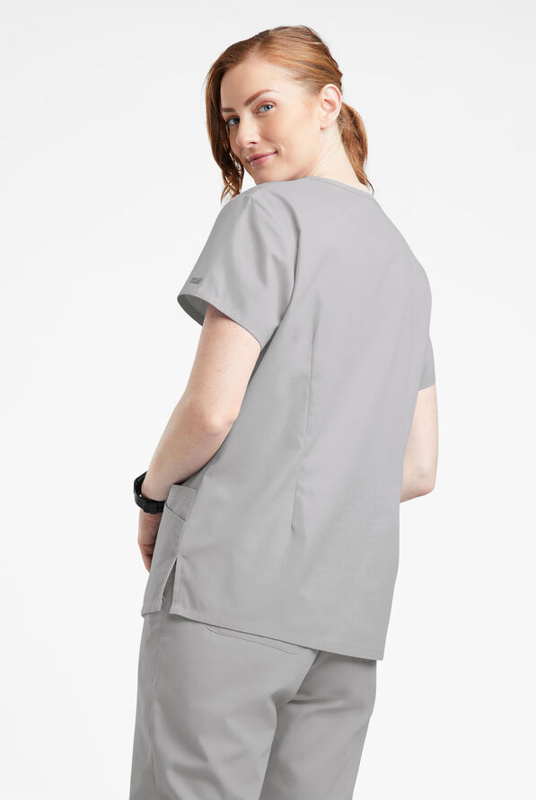 Blusa m&eacute;dica Butter-Soft Originals con cuello en V curvo y 7 bolsillos para mujer - Silver - 3