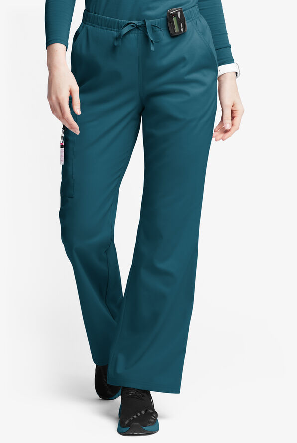 Butter-Soft Originals Women's 6-Pocket Mid Rise Flare Leg Scrub Pants - Caribbean Blue - 1