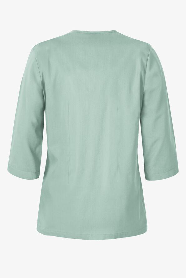 Butter-Soft STRETCH Women's 4-Pocket 3/4" Sleeve Round Neck Scrub Top - Eucalyptus Leaf - 4