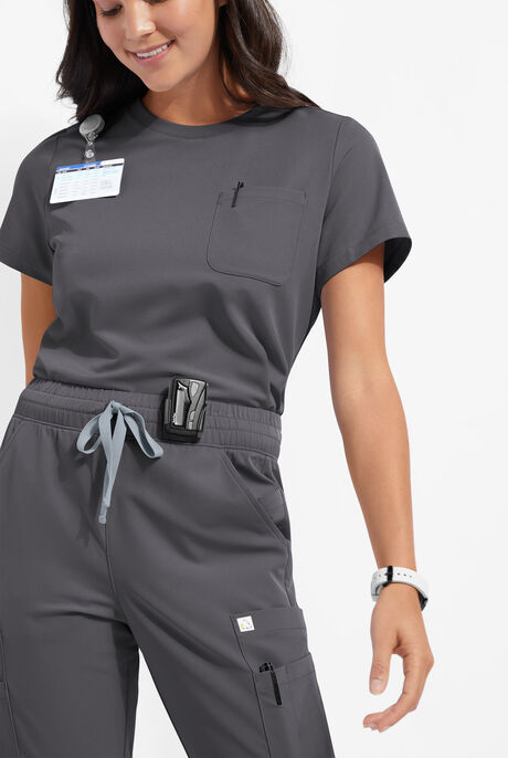 Blusa médica ReSurge Citrine con cuello curvo para mujer